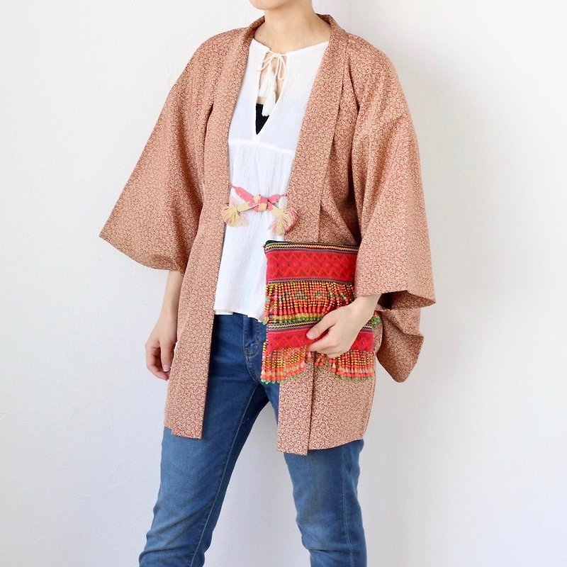 leaf kimono, kimono jacket, haori, silk kimono, Japanese fashion /3354 - 女装休闲/机能外套 - 丝．绢 粉红色