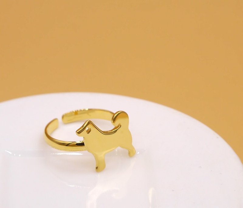 Handmade Little Dog ring – 18K gold plated on brass , Little Me by CASO jewelry - 戒指 - 其他金属 金色