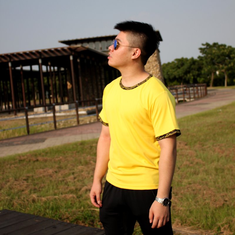 尊黄版 圆领 吸湿排汗 T-SHIRT - 男装上衣/T 恤 - 聚酯纤维 黄色