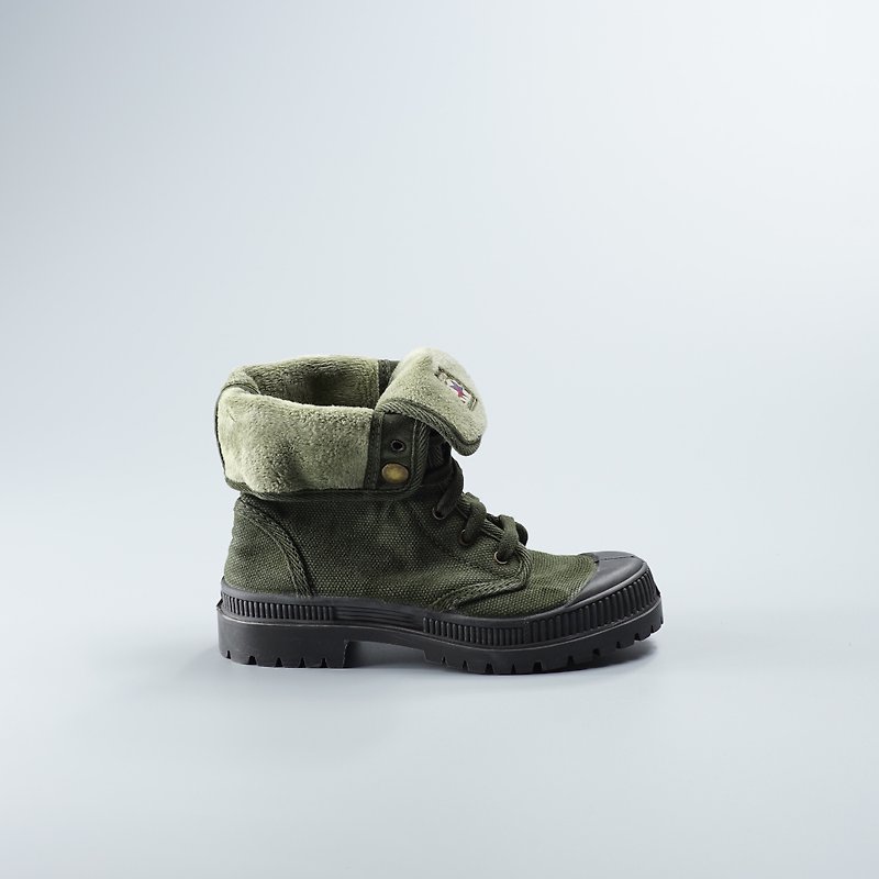 西班牙帆布鞋 冬季刷毛 墨绿色 黑头 洗旧  860777 童鞋尺寸 - 童装鞋 - 棉．麻 绿色