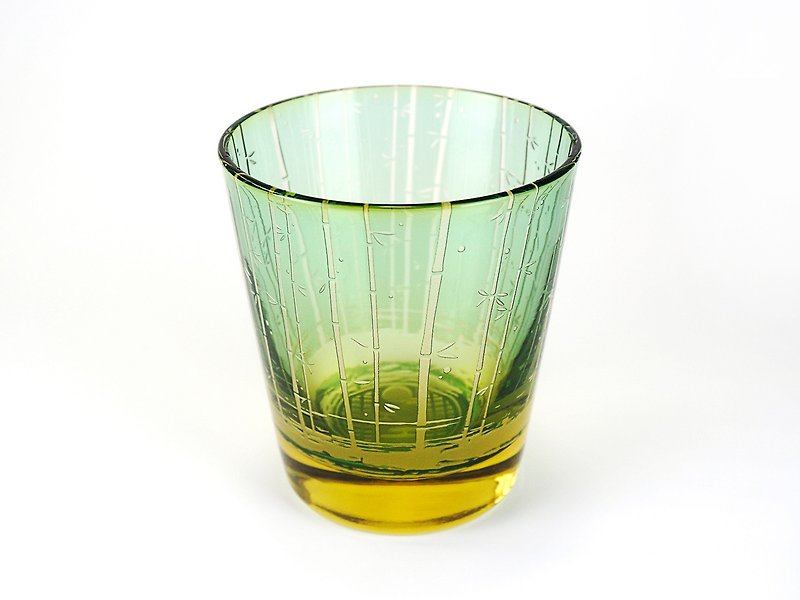 竹林と蛍火のグラス【千歳山吹】 - 杯子 - 玻璃 绿色