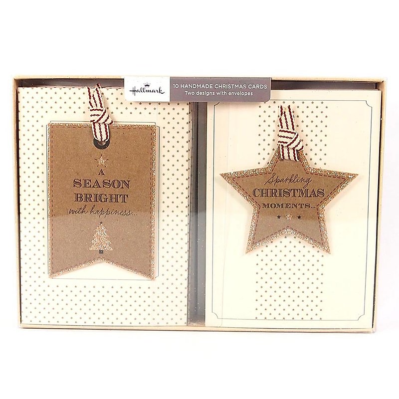星星标签吊饰 耶诞盒卡2款共10入【Hallmark-卡片 圣诞节系列】 - 卡片/明信片 - 纸 咖啡色