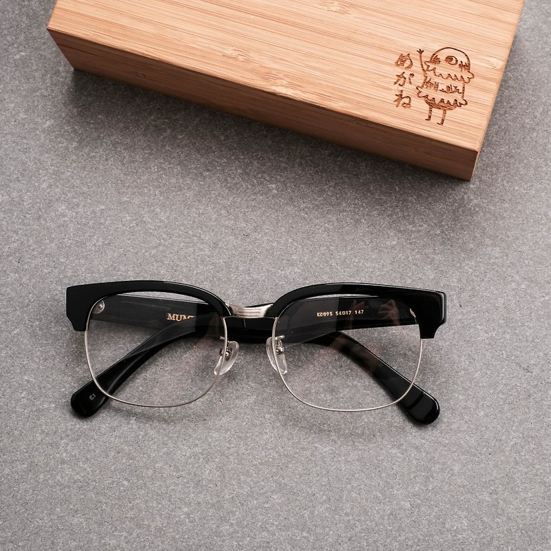 日本手工精制眉框  大框 半框 手工眼镜 镜框 钛金属 - 眼镜/眼镜框 - 其他金属 黑色