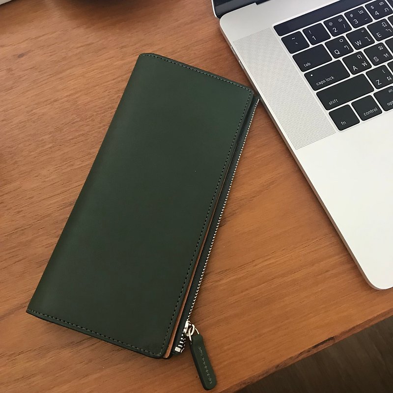 W leather wallet /Green - 皮夹/钱包 - 真皮 绿色