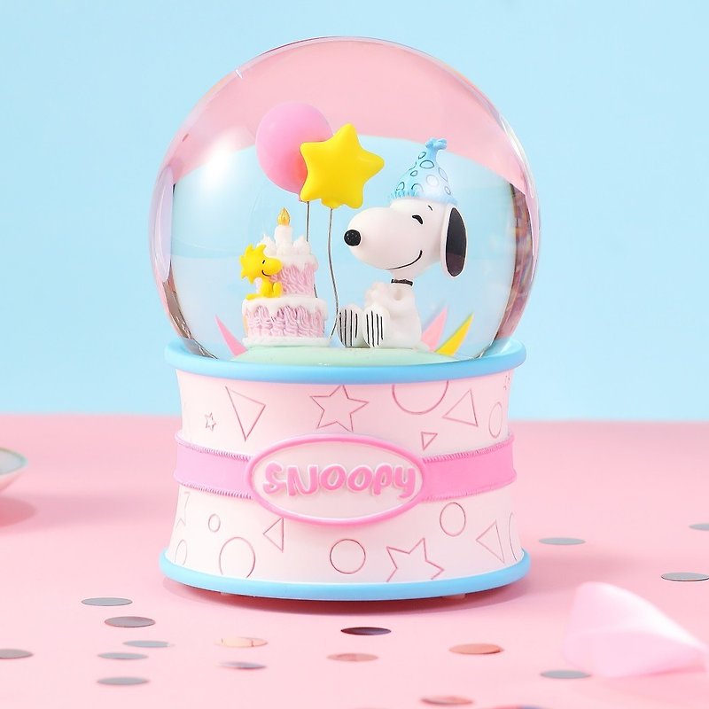 Snoopy史努比生日(粉彩) 水晶球音乐盒 - 摆饰 - 玻璃 