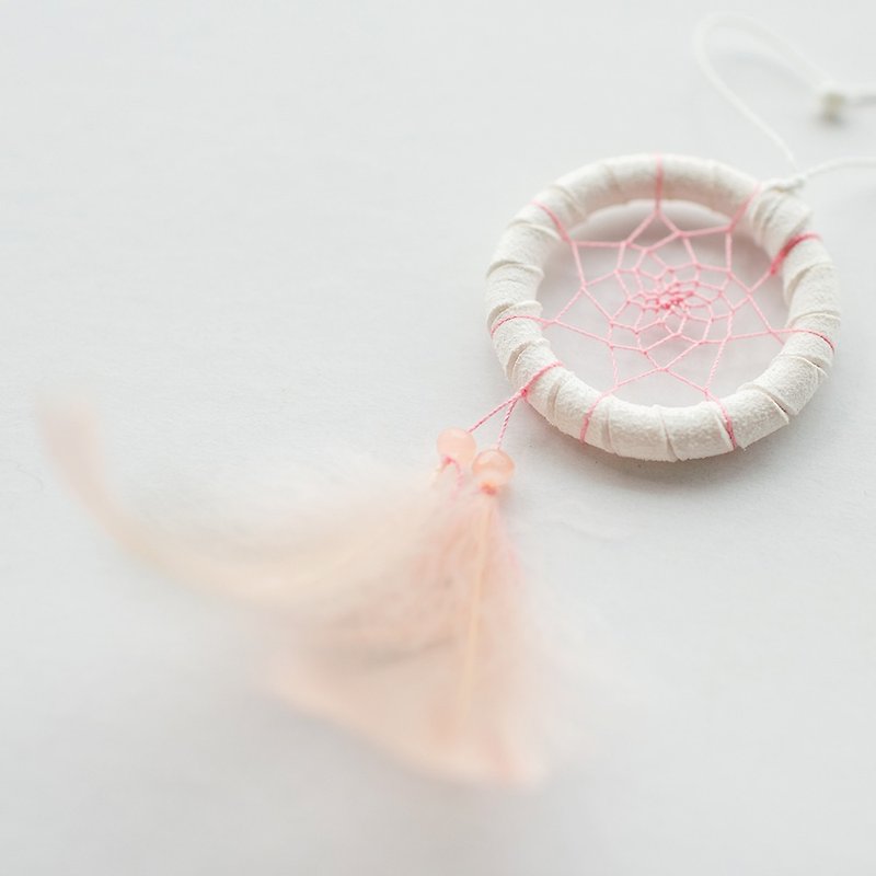 DIY材料包-捕梦网 迷你版 5cm -浅珊瑚红(马卡龙色系) - 其他 - 其他材质 粉红色