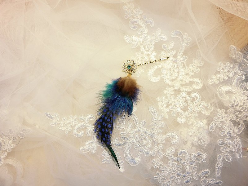 羽毛芭蕾宝石一字夹-C0013-3 - 发饰 - 其他材质 多色