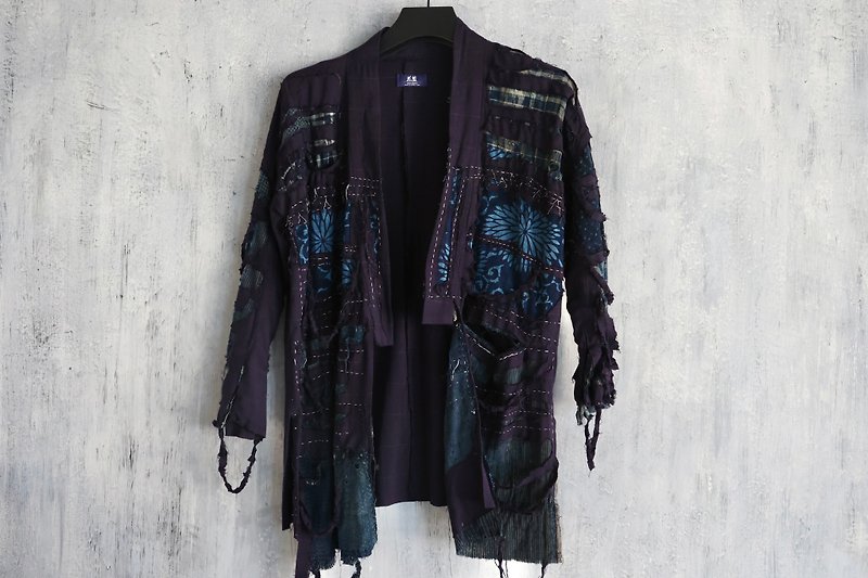 手造和服Boro褴褛外套 - 男装外套 - 棉．麻 