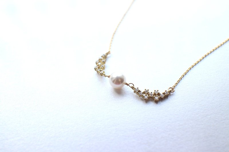 月光-珍珠 锆石 黄铜项链 - 项链 - 其他金属 金色