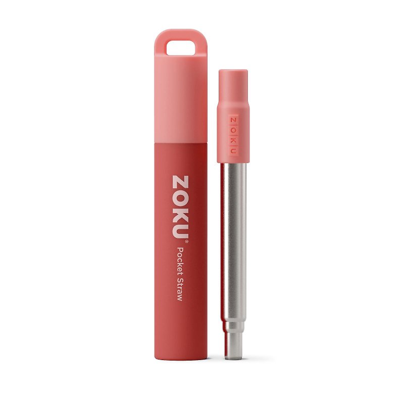 ZOKU 不锈钢伸缩饮管 - 红色 附保护套和清洁刷头 - 餐刀/叉/匙组合 - 不锈钢 红色