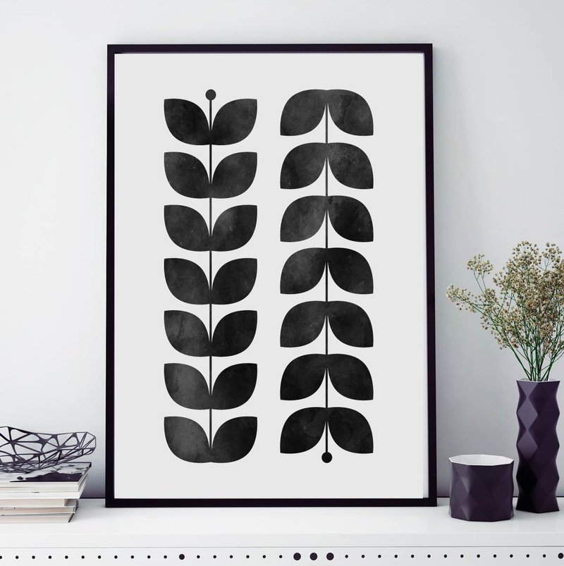 Abstract art, modern art, black and white decor, black watercolor art, jpg file - 海报/装饰画/版画 - 其他材质 黑色