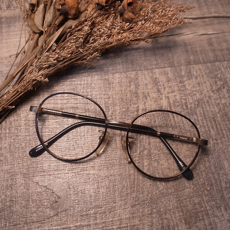 老骨头 黑x金特殊镜脚金属镜框A5 vintage - 眼镜/眼镜框 - 其他金属 黑色