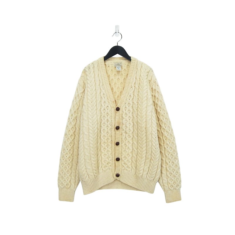 A·PRANK :DOLLY :: 复古着VINTAGE羊毛品牌L.LBean开襟V领排扣渔夫毛衣外套(J712156) - 女装休闲/机能外套 - 棉．麻 白色