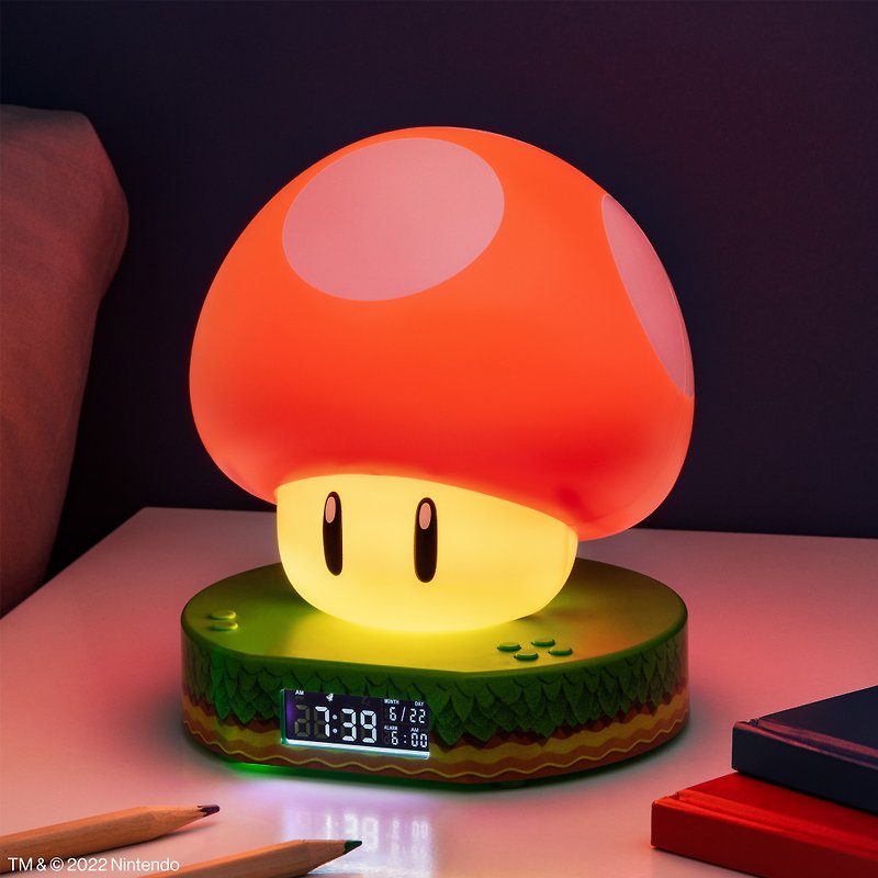 【热卖礼物】超级玛利欧蘑菇3合1床头摆设电子闹钟夜灯 - 灯具/灯饰 - 塑料 红色