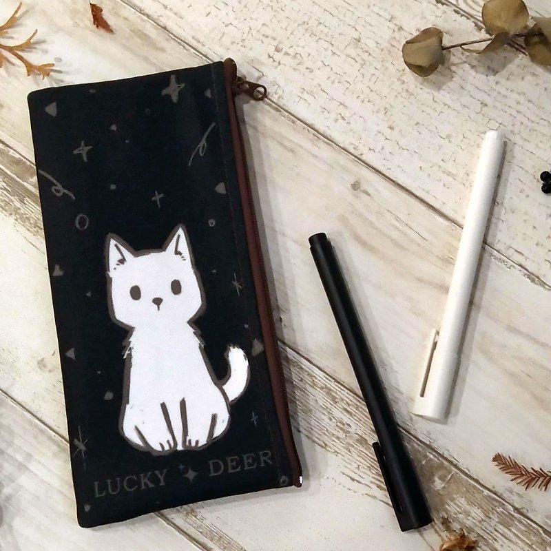 厚实布质笔袋 // 白猫1.0 - 铅笔盒/笔袋 - 棉．麻 黑色