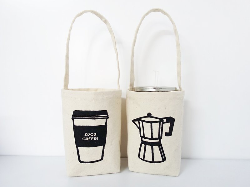 环保水壶袋 饮料提袋  咖啡杯袋 - 随行杯提袋/水壶袋 - 棉．麻 白色