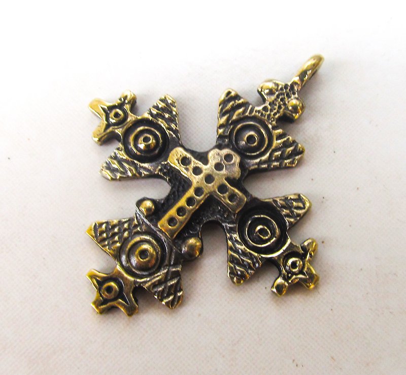 Handmade brass cross necklace pendant,Brass Cross necklace charm,cross jewelry - 吊饰 - 铜/黄铜 金色