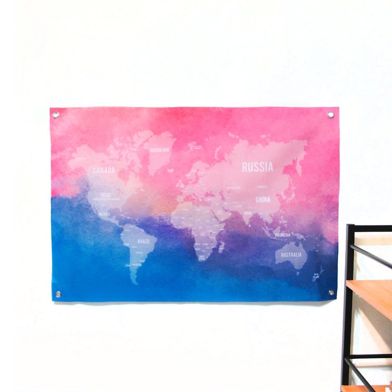定制化世界地图挂布 深粉蓝 布幔 - 墙贴/壁贴 - 其他材质 粉红色