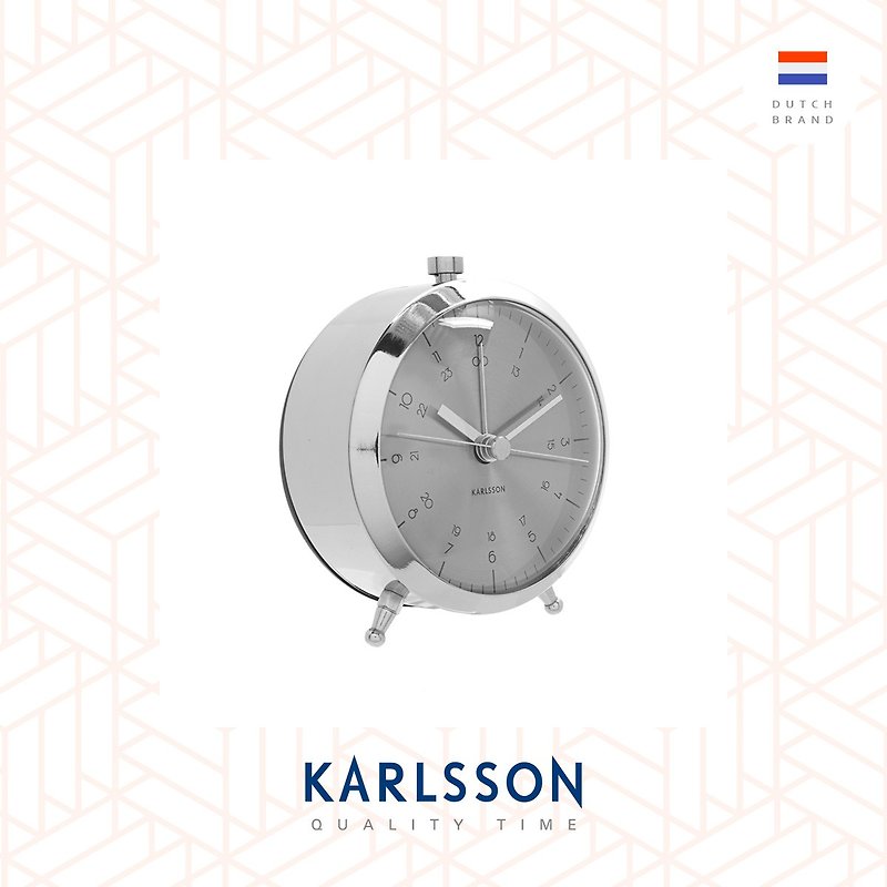 Karlsson, Alarm clock Button brushed steel - 时钟/闹钟 - 其他金属 银色