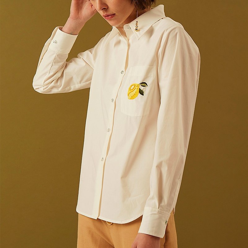 水果刺绣系列长袖衬衫 纯手工制作 - 女装衬衫 - 棉．麻 