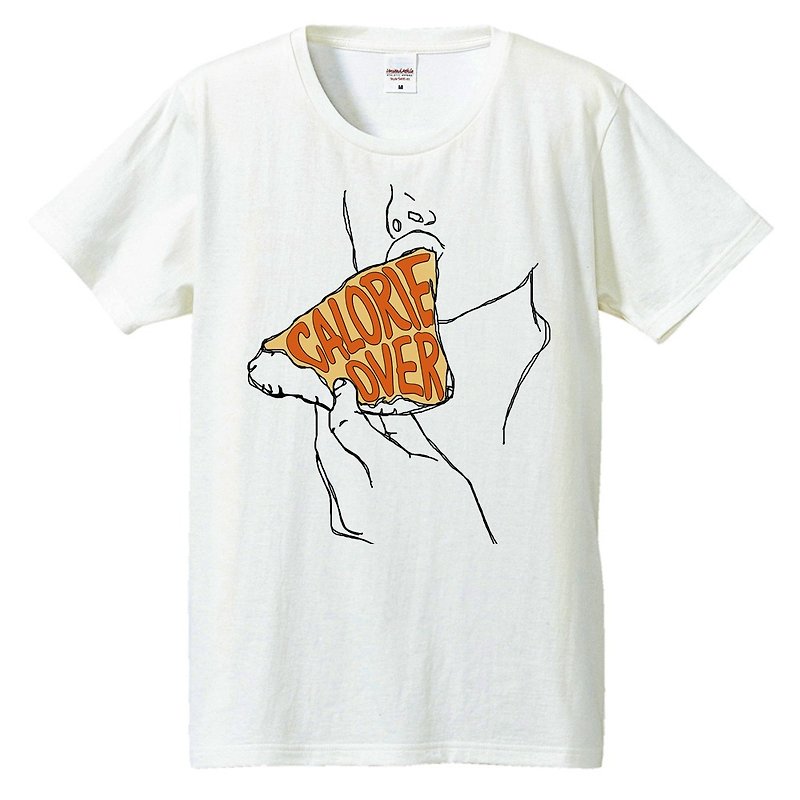 Tシャツ /  Calorie over (pizza) - 男装上衣/T 恤 - 棉．麻 白色