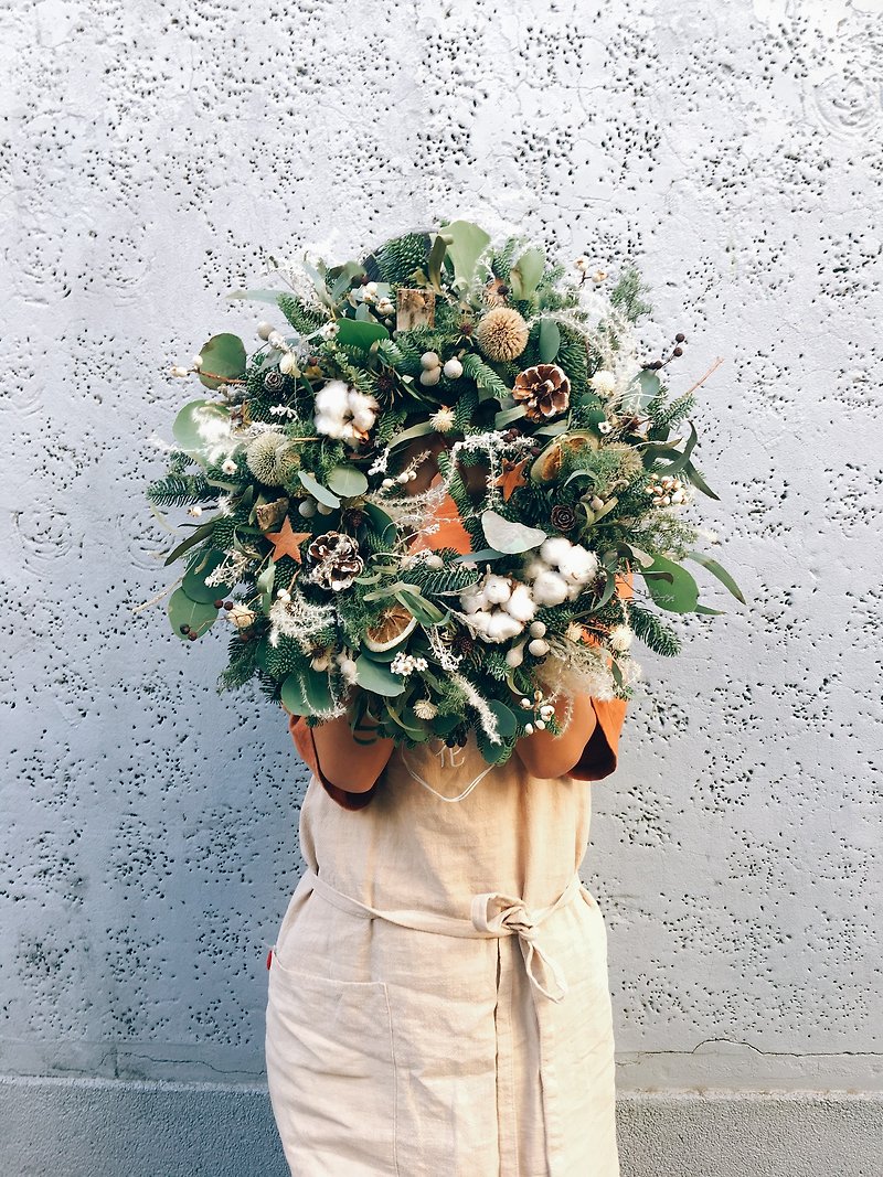 【好花】干燥圣诞花圈 干燥花圈 诺贝松花圈 圣诞节礼物 - 摆饰 - 植物．花 绿色