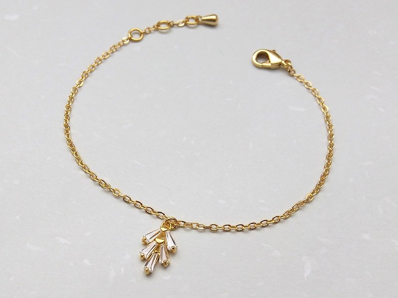 铜镀18K金 锆石小杉树 细链手环 手链 - 手链/手环 - 其他金属 金色