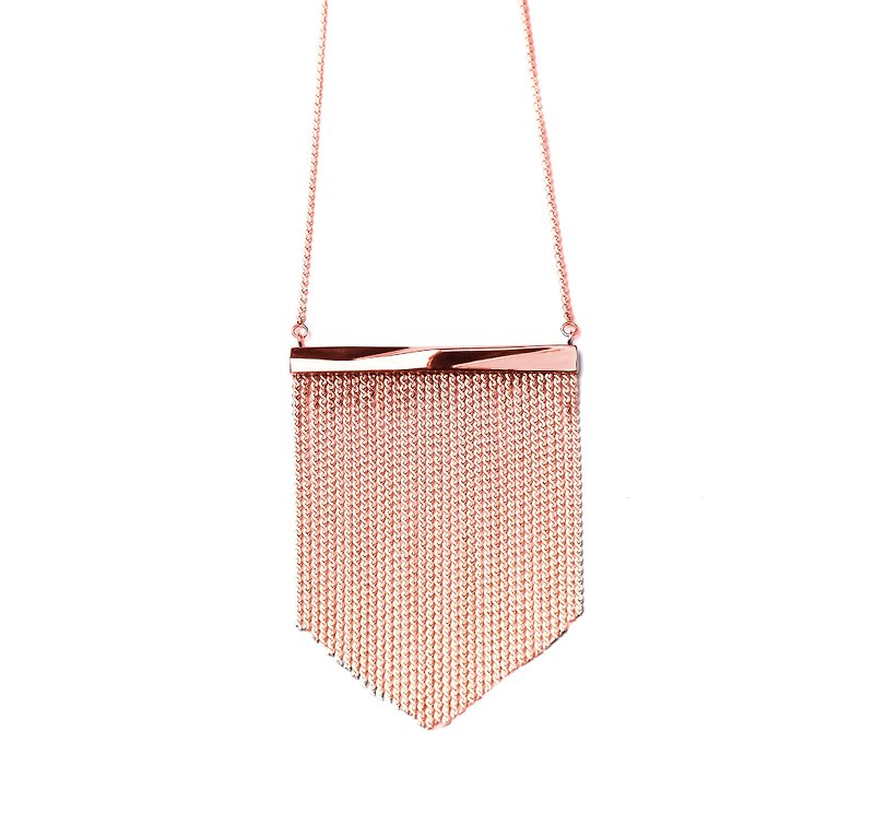 Facade 玫瑰金 流苏颈项 - 项链 - 其他金属 粉红色