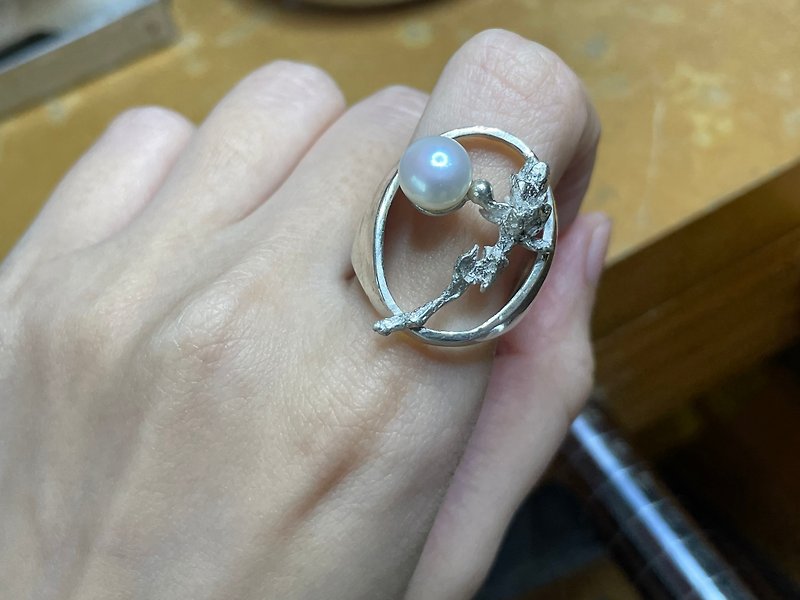 纯银植物珍珠戒指 - 戒指 - 纯银 