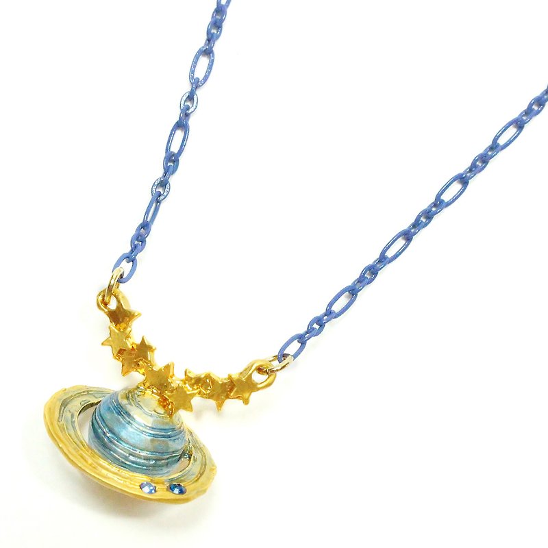SaturnNecklace 土星 / ネックレスNE377 - 项链 - 其他金属 蓝色