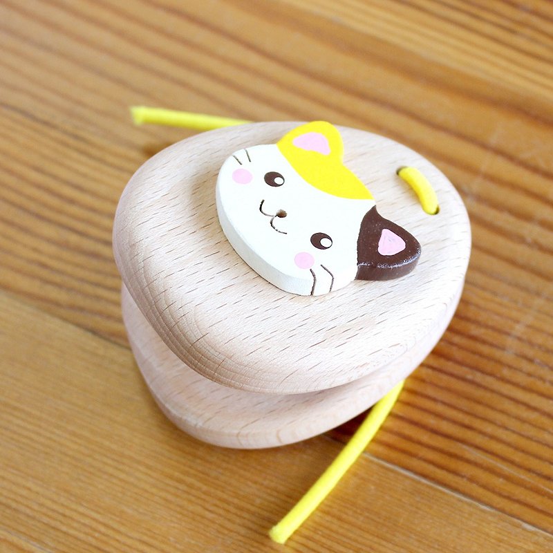 カスタネット　ねこ  楽器　木のおもちゃ　誕生日 ギフト 幼児 知育 置物  動物 日本製 - 玩具/玩偶 - 木头 