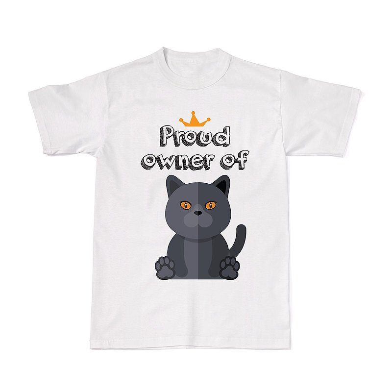 Proud Cat Owners Tees - Chartreux Cat - 女装 T 恤 - 棉．麻 白色