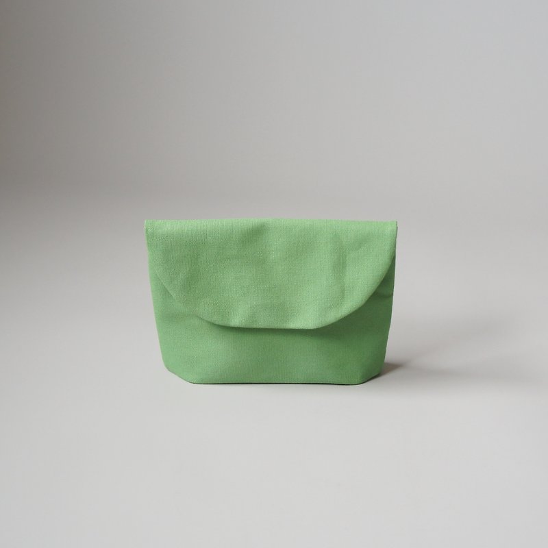 フラップポーチB　グリーン - 化妆包/杂物包 - 棉．麻 绿色