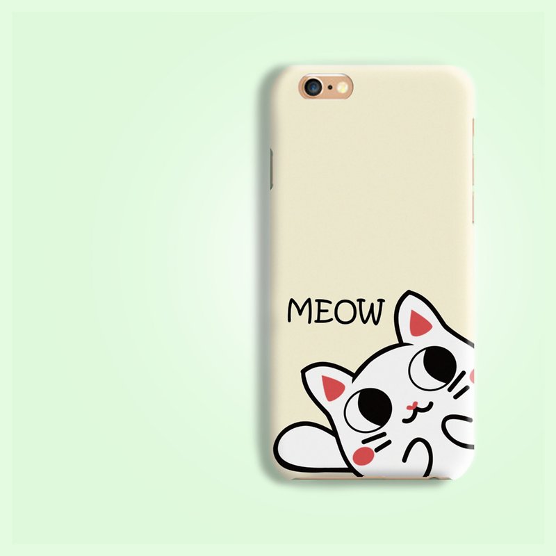 好奇猫猫咪手机壳iphone XS + 8 Plus Galaxy S9 note 8 9 LG HTC - 手机壳/手机套 - 塑料 白色