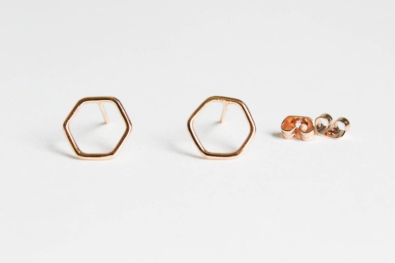 经典六角形黄铜耳环 - 耳环/耳夹 - 其他材质 