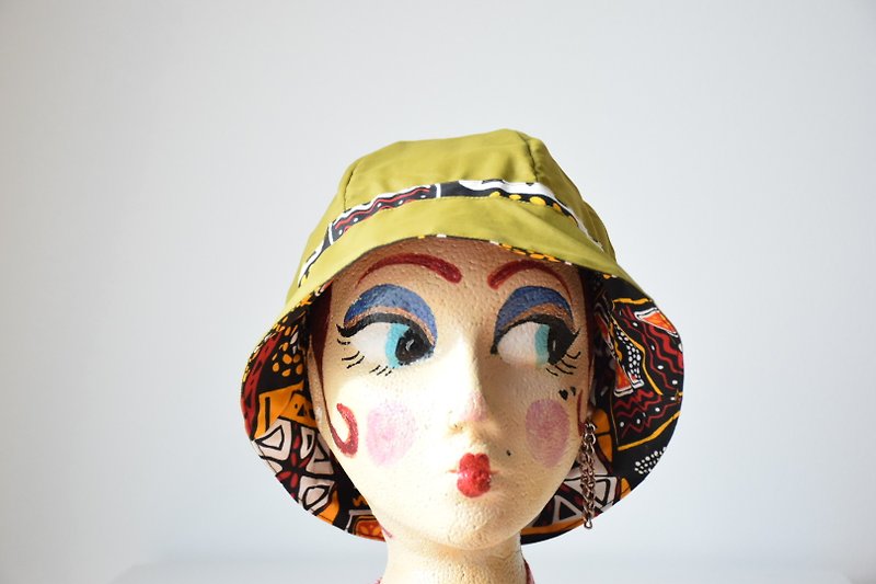 阿格里真托•• 非洲印花双面防水水桶帽（卡其） - 帽子 - 棉．麻 多色