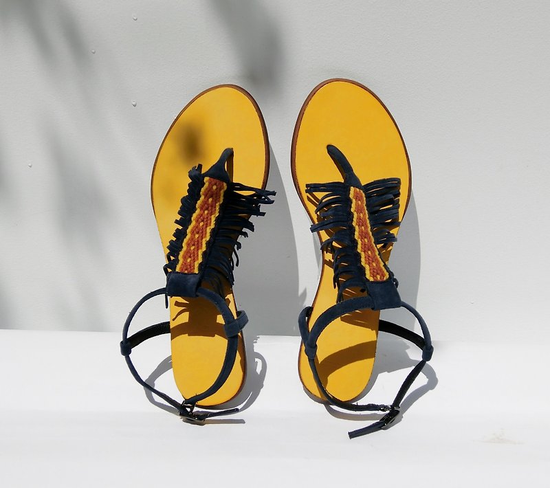 画儿#8070||秋日夹脚凉鞋  夏威夷裙摆 || - 男女凉鞋 - 聚酯纤维 黄色