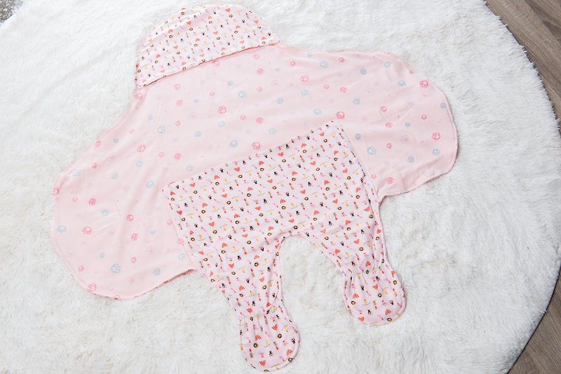 滑翔翼包巾-马戏团  包巾 弥月 收涎 婴儿 新生儿  幼儿 - 满月礼盒 - 棉．麻 粉红色