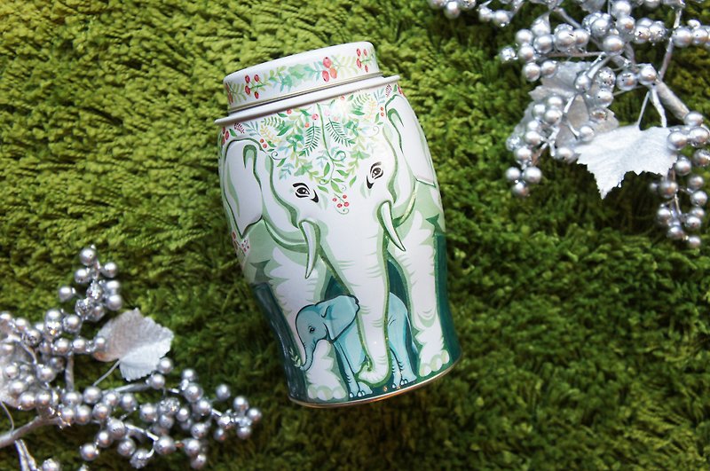 【毕业礼物 / 谢师礼物】幸福花环大象茶罐(耶诞特调/40个茶包) - 茶 - 新鲜食材 绿色