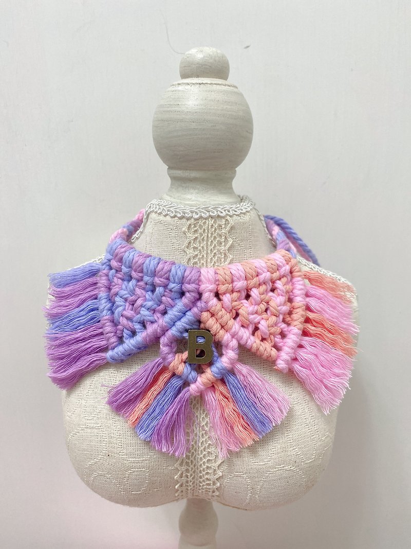 手工编织波希米亚风围巾(三角领子款式) - 项圈/牵绳 - 棉．麻 多色