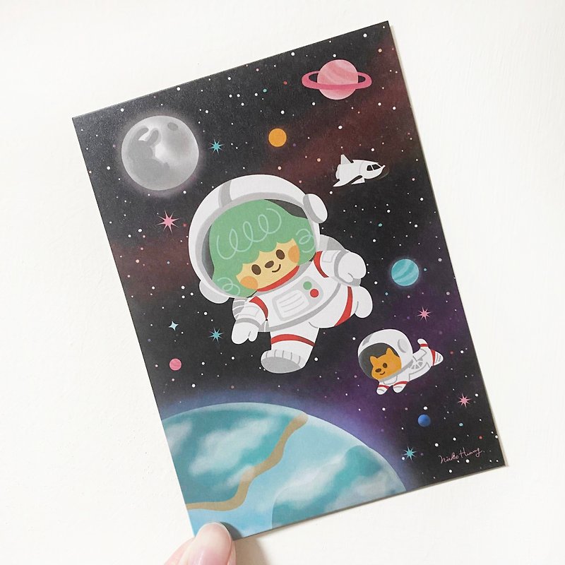 【太空旅行】插画明信片 - 卡片/明信片 - 纸 黑色