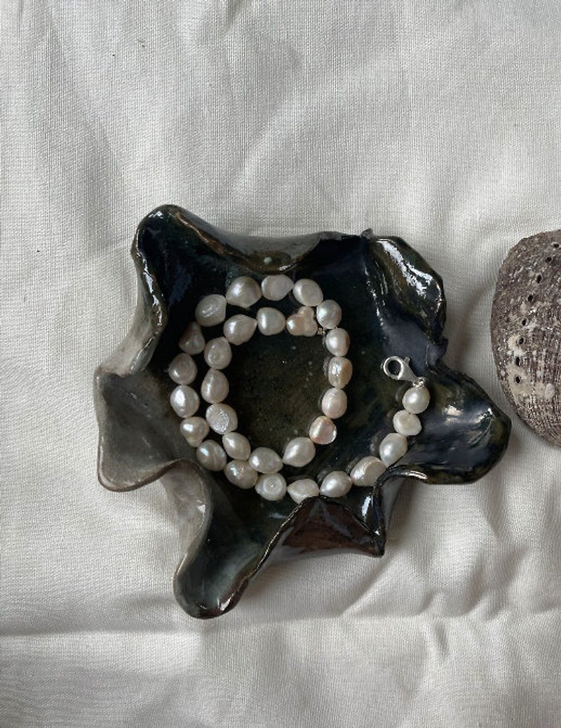 Baroque pearl necklace, pearl silver choker, freshwater pearl choker, sterling s - 项链 - 珍珠 白色