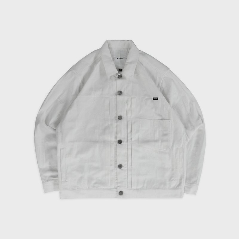 DYCTEAM - Tree pattern denim jacket (white) - 男装外套 - 其他材质 白色