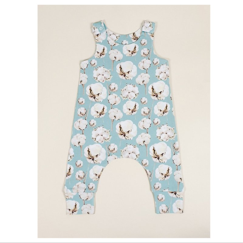 Cotton baby romper, baby boy romper, baby girl romper, blue baby overalls - 包屁衣/连体衣 - 棉．麻 多色