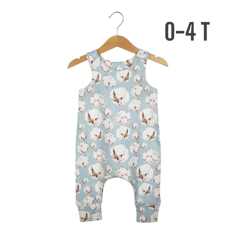 Cotton baby romper, baby boy romper, baby girl romper, blue baby overalls - 包屁衣/连体衣 - 棉．麻 多色