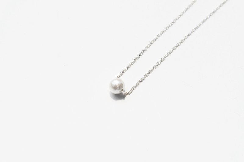 《棉花糖女孩》经典白 日本棉花珍珠纯银 极细锁骨链 - 锁骨链 - 宝石 