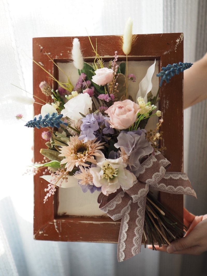 复古永生花画框 - 生日礼物 母亲节礼物 情人节 居家装饰 木作 - 干燥花/捧花 - 植物．花 多色