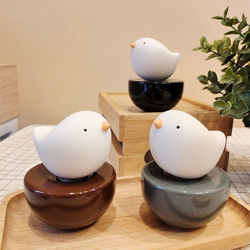 Ceramic Bird Set (Bebe Bird, Oval Bird) - 香薰/精油/线香 - 陶 黑色