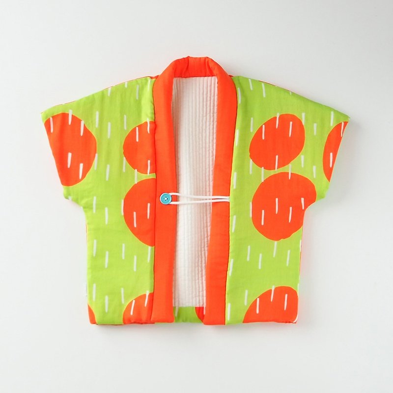 手縫い仕立ての子どもはんてん(晴れと雨) - 童装外套 - 棉．麻 绿色