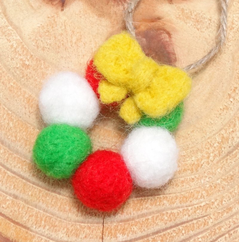 迷你球球圣诞花圈- 羊毛毡 "摆饰、圣诞交换礼物"(可定制化更改颜色) - 其他 - 羊毛 多色